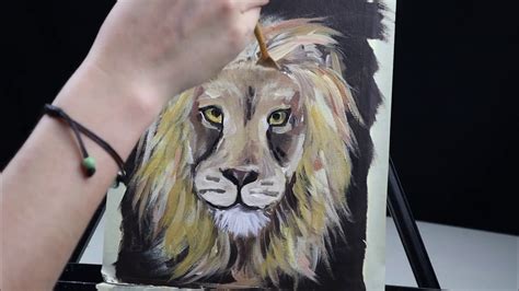 Easy Acrylic Painting Of Lion For Beginners Youtube