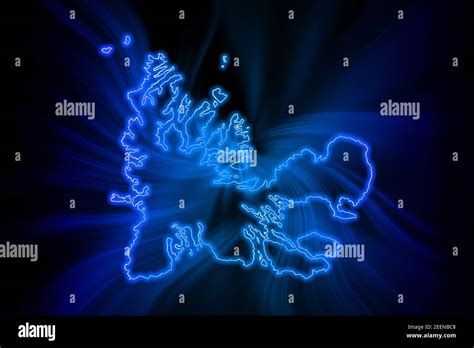 Glowing Map Of French Southern Territories Modern Blue Outline Map On