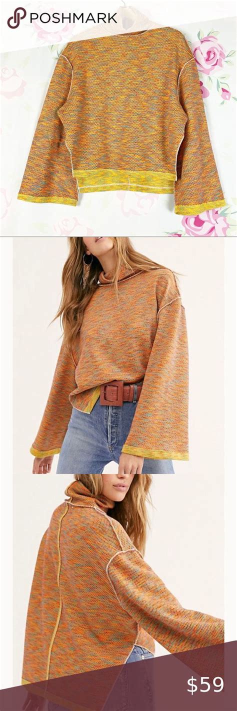 New Free People Sunny Days Turtle Neck Sweater Fashion Clothes