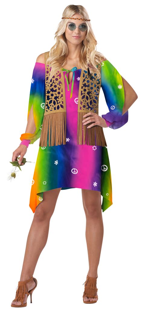 Hippie Chick 1960s Ladies Fancy Dress 60s Flower Power