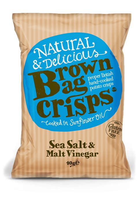 Sea Salt And Malt Vinegar Brown Bag Crisps 40g Haley And Clifford