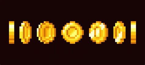 Gold Coin Animation Frames For Bit Retro Video Game In