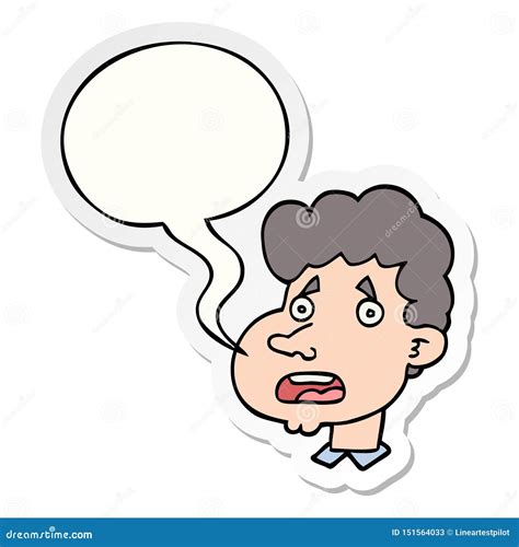 A Creative Cartoon Shocked Man And Speech Bubble Sticker Stock Vector
