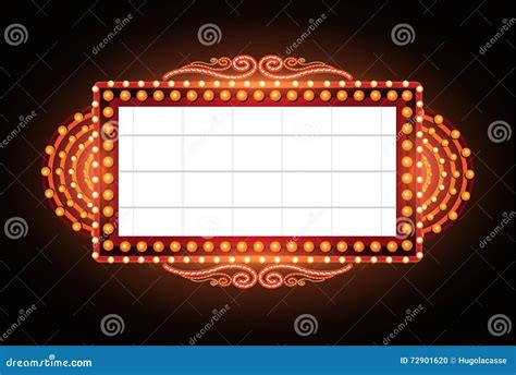 Brightly Theater Glowing Retro Cinema Neon Sign Stock Vector