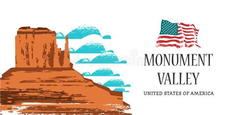 Monument Valley Arizona Vector Stock Vector Illustration Of Image