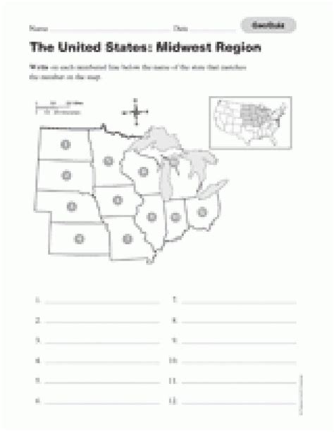Quiz Midwest Us State Capitals Teachervision For Blank Map Of