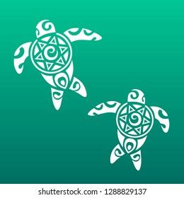 Sea Turtles Maori Style Tattoo Sketch Stock Vector Royalty Free