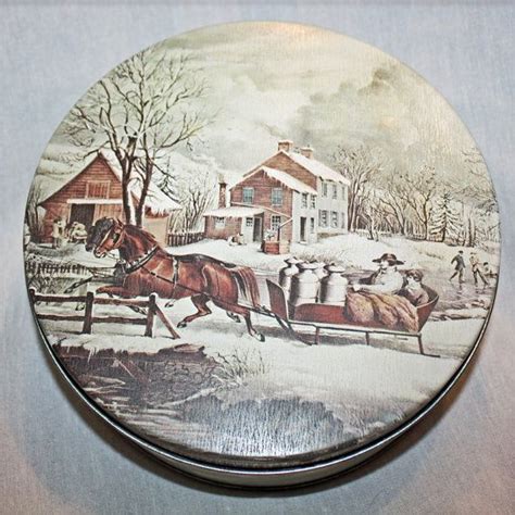 Currier And Ives American Farm Scene Collectible Tin Vintage Etsy