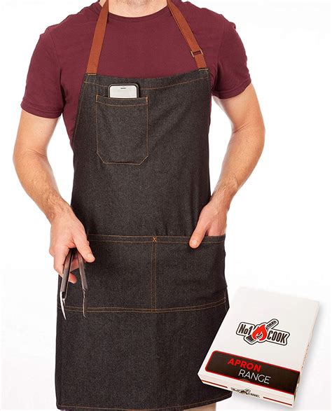 Denim Apron With Pockets Stay Organized When Youre Bbq Grilling And