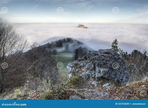 Castle Hohenzollern Over The Clouds Stock Image Image Of Clouds Leaf