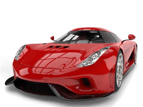 Amazing Fiery Red Super Car Side View Stock Illustration