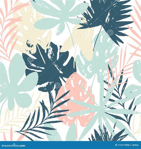 Abstract Summer Bright Floral Seamless Pattern With Trendy Hand Drawn