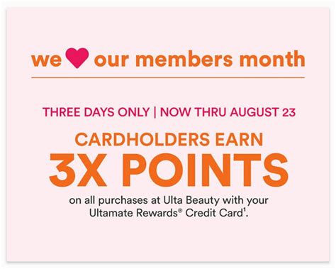 If you use a different payment method, you will receive 1 point for every $2 spent on a qualifying purchase up to the point maximum. Ulta Cardholders Earn 3x Points Through Aug 23 (must use Ulta Credit Card) : MUAontheCheap