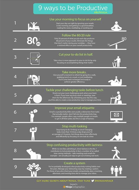 9 ways to be productive infographic productivity infographic productivity hacks productivity