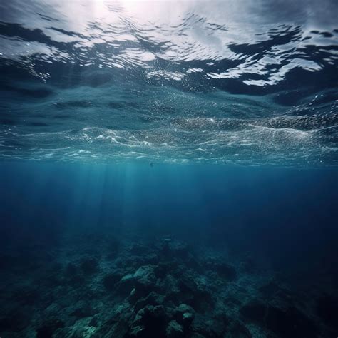 Premium Ai Image Dark Blue Ocean Surface Underwater