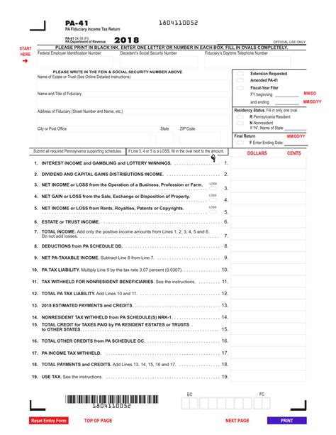 Form Pa 41 2018 Fill Out Sign Online And Download Fillable Pdf