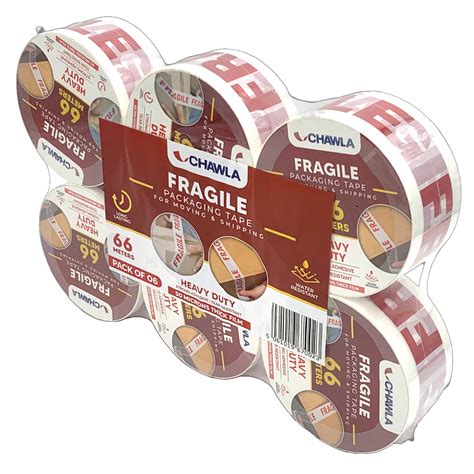 Fragile Packing Tape Rolls 48mm X 66m Heavy Duty Parcels Packaging