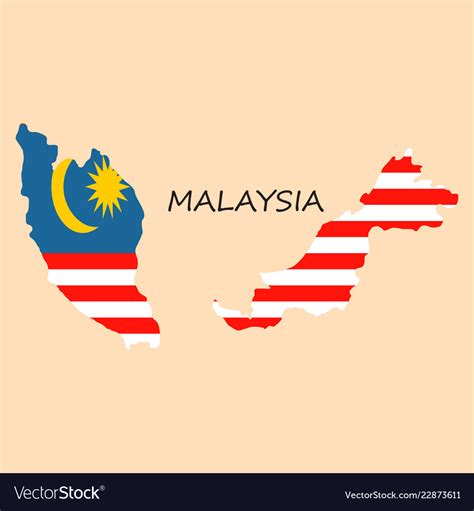 Detailed Of A Map Of Malaysia With Flag Eps10 Vector Image