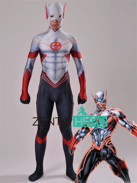 3d printed new 52 wally west flash cosplay costume spandex bodysuit halloween costumes barry
