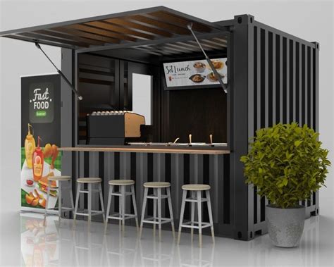 3d 10ft Container Kiosk Cgtrader Cafe Shop Design Container Cafe