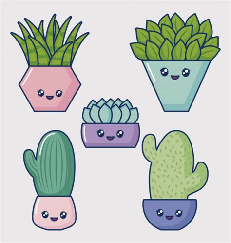 Cactus kawaii para colorear | un diseño de maceta cactus kawaii