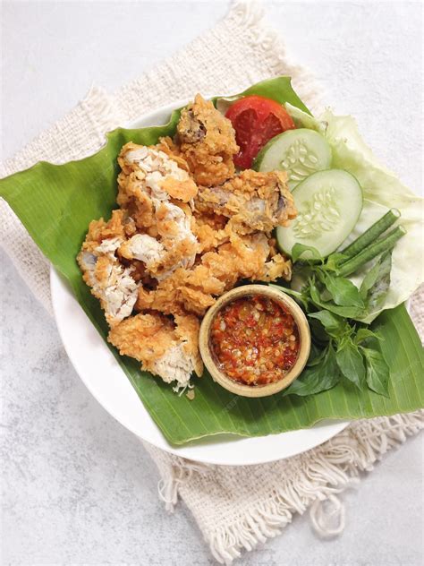 Premium Photo Ayam Geprek Indonesian Food Crispy Fried Chicken With