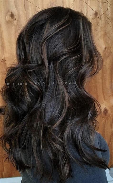 Darkest Brunette With Subtle Highlights Black Hair Balayage Balayage
