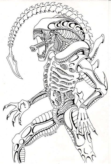 Alien vs predator coloring sheets. Xenomorph Drawing Alien xenomorph drawing | Predator alien ...
