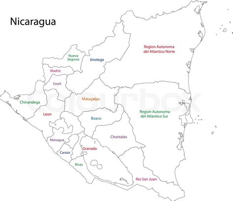 Outline Nicaragua Map Stock Vector Colourbox