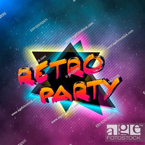 Illustration Of 1980 Neon Poster Retro Disco 80s Background Made In