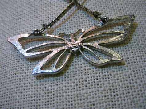 Vintage Silver Tone Butterfly Chokernecklace Crown Trifari 16