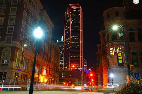 Picture Usa Dallas Street Night Street Lights Houses Cities