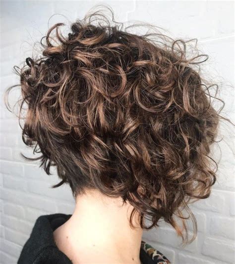 Stacked Curly Bob With Short Nape In 2021 Short Curly Bob Hairstyles