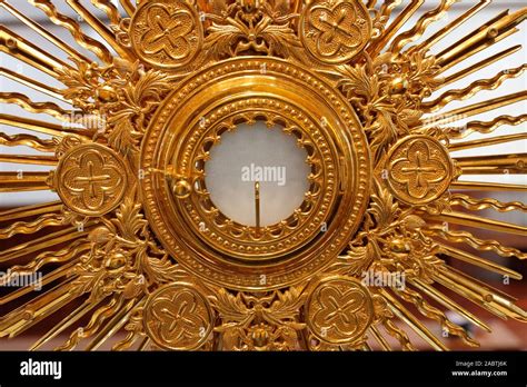 The Blessed Sacrament In A Monstrance Eucharist Adoration Stock Photo
