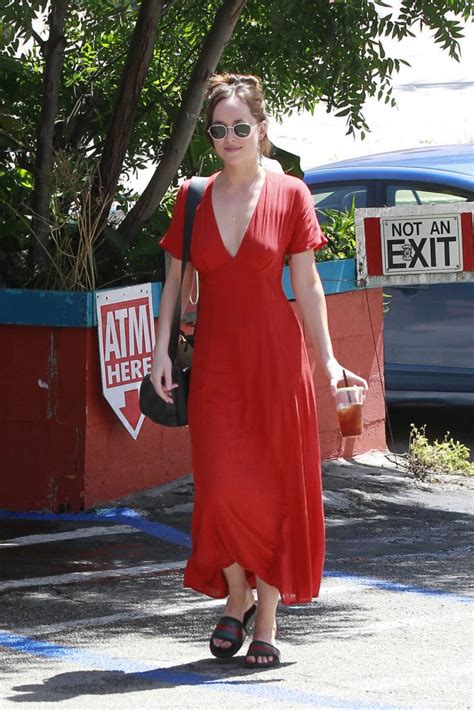 Dakota Johnson Wears A Red Dress Out In Los Angeles 04222017