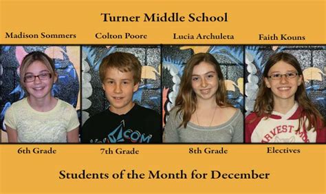 Turner Middle School December Students Of The Month Recorder Online