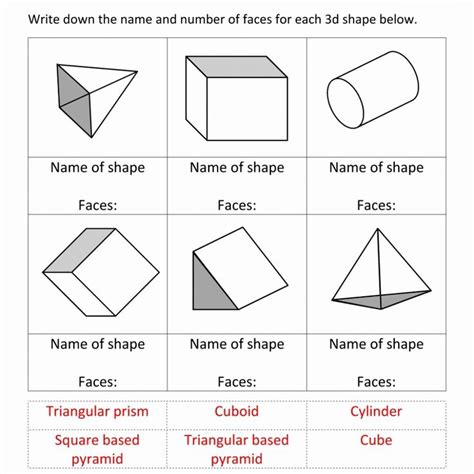 Properties Of 3d Shapes Worksheet Math Resource Twinkl Grade 3 3d