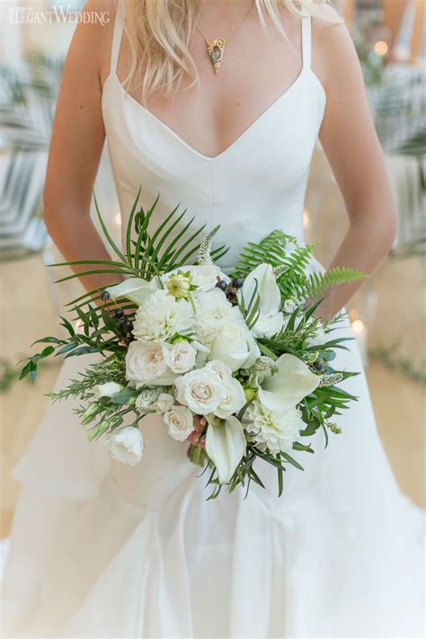 4 post bamboo arbor accented with. White Wedding Bouquet for A Destination Wedding, Tropical ...