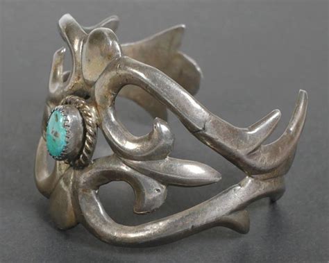 Vintage Navajo Sand Cast Sterling Silver Bracelet