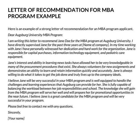 Best Examples Of Mba Recommendation Letter