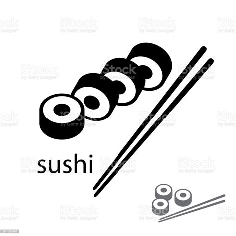 Flat Sushi Icon Illustration Logo Of Asian Street Fast Food Bar Or Shop