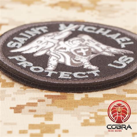 Saint Michael Protect Us Moral Embroidered Patch Velcro Military