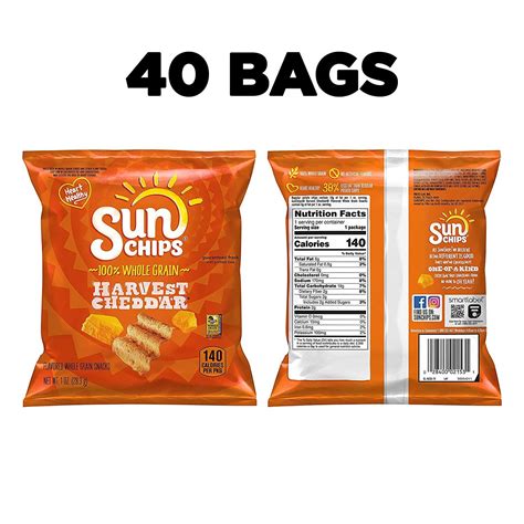 Sunchips Multigrain Harvest Cheddar 1 Ounce Pack Of 40