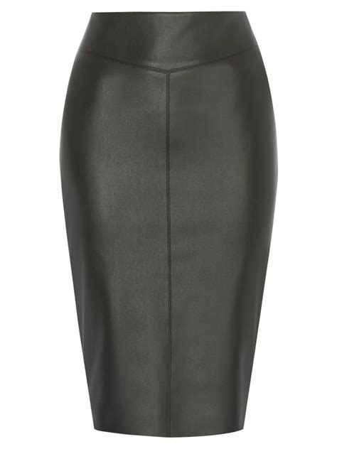 Karen Millen Faux Leather Pencil Skirt Black