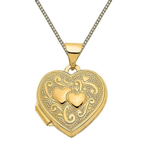 Womens 14k Gold Heart Locket Necklace Gold Heart Locket Heart Locket