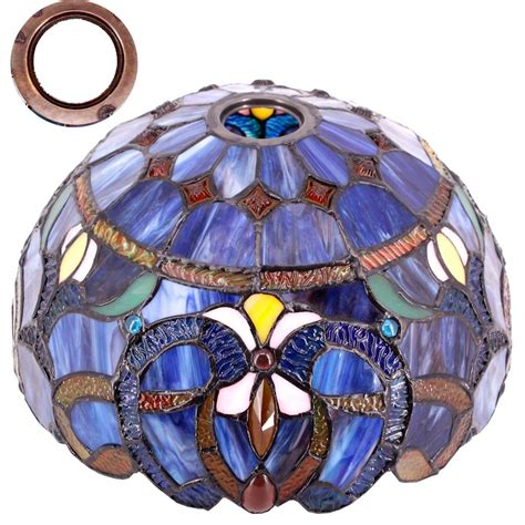 Buy Tiffany Lamp Shade Replacement Only W12h6 Inch Blue Purple Stained Glass Cloud Lampshade 1 5