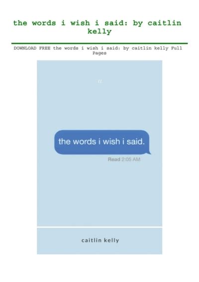 Download Free The Words I Wish I Said By Caitlin Kelly Full Pages