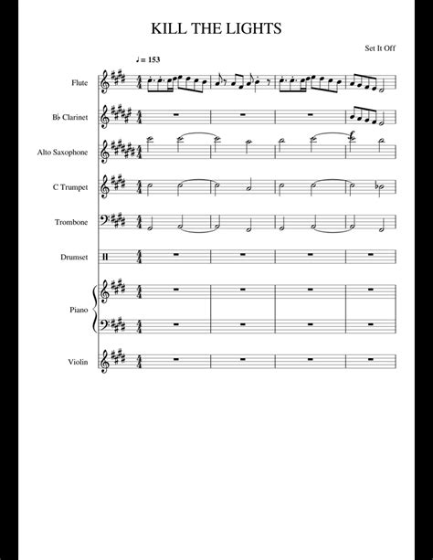 Kill The Lights Set It Off Sheet Music For Flute Clarinet Piano
