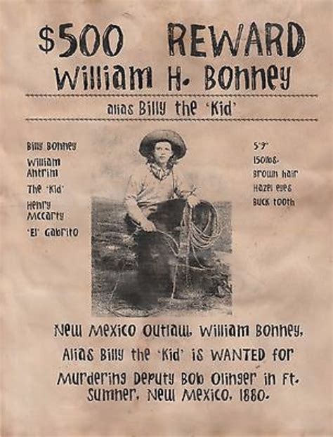 Immortalized Teenage Outlaw Of The Southwest 16 Cool Wanted Posters To