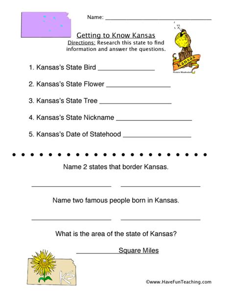 Kansas Worksheet Have Fun Teaching